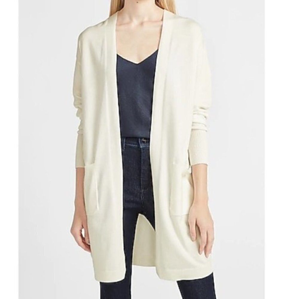 Madewell Kent Ivory White Longline Knit Cardigan Sweater M